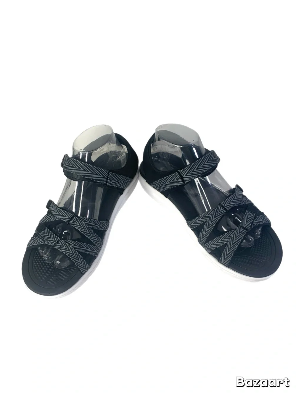Ryka Sport Sandals Women’s 9W Black Gray Adjustable Comfort
